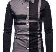 Ericdress Casual Patchwork Color Block Fall Single-Breasted Men’s Shirt