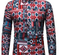 Ericdress Casual Print Color Block Single-Breasted Men’s Shirt