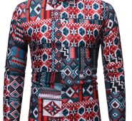 Ericdress Casual Print Color Block Single-Breasted Men’s Shirt