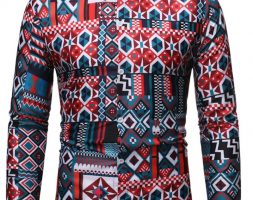 Ericdress Casual Print Color Block Single-Breasted Men’s Shirt