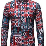 Ericdress Casual Print Color Block Single-Breasted Men’s Shirt