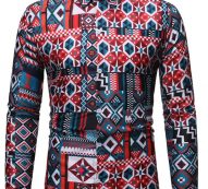 Ericdress Casual Print Color Block Single-Breasted Men’s Shirt