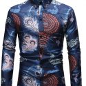 Ericdress Casual Print Color Block Slim Single-Breasted Men’s Shirt