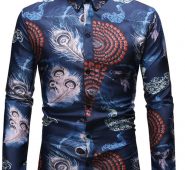 Ericdress Casual Print Color Block Slim Single-Breasted Men’s Shirt