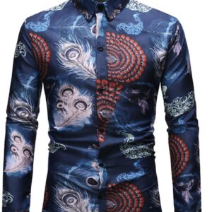 Ericdress Casual Print Color Block Slim Single-Breasted Men's Shirt