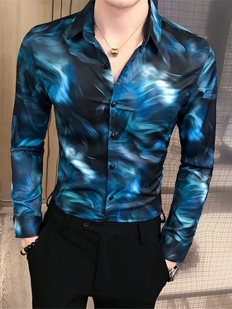 Ericdress Casual Print Lapel Single-Breasted Men's Shirt