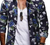 Ericdress Casual Print Lapel Slim Single-Breasted Men’s Shirt