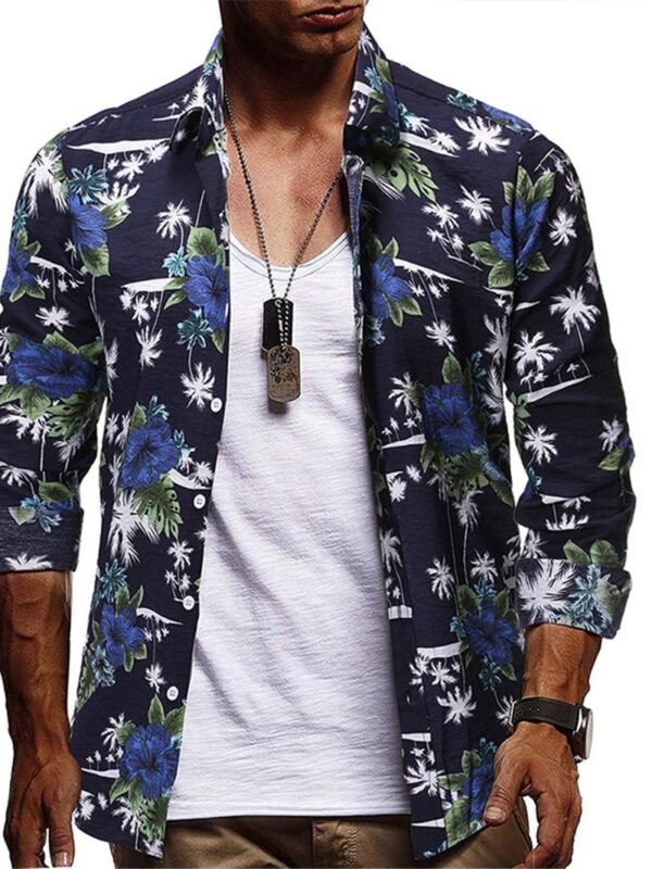 Ericdress Casual Print Lapel Slim Single-Breasted Men's Shirt