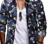 Ericdress Casual Print Lapel Slim Single-Breasted Men’s Shirt