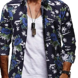 Ericdress Casual Print Lapel Slim Single-Breasted Men's Shirt