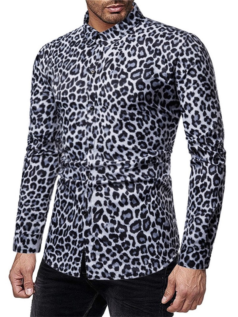 Ericdress Casual Print Leopard Single-Breasted Men's Shirt