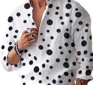 Ericdress Casual Print Polka Dots Single-Breasted Loose Men’s Shirt