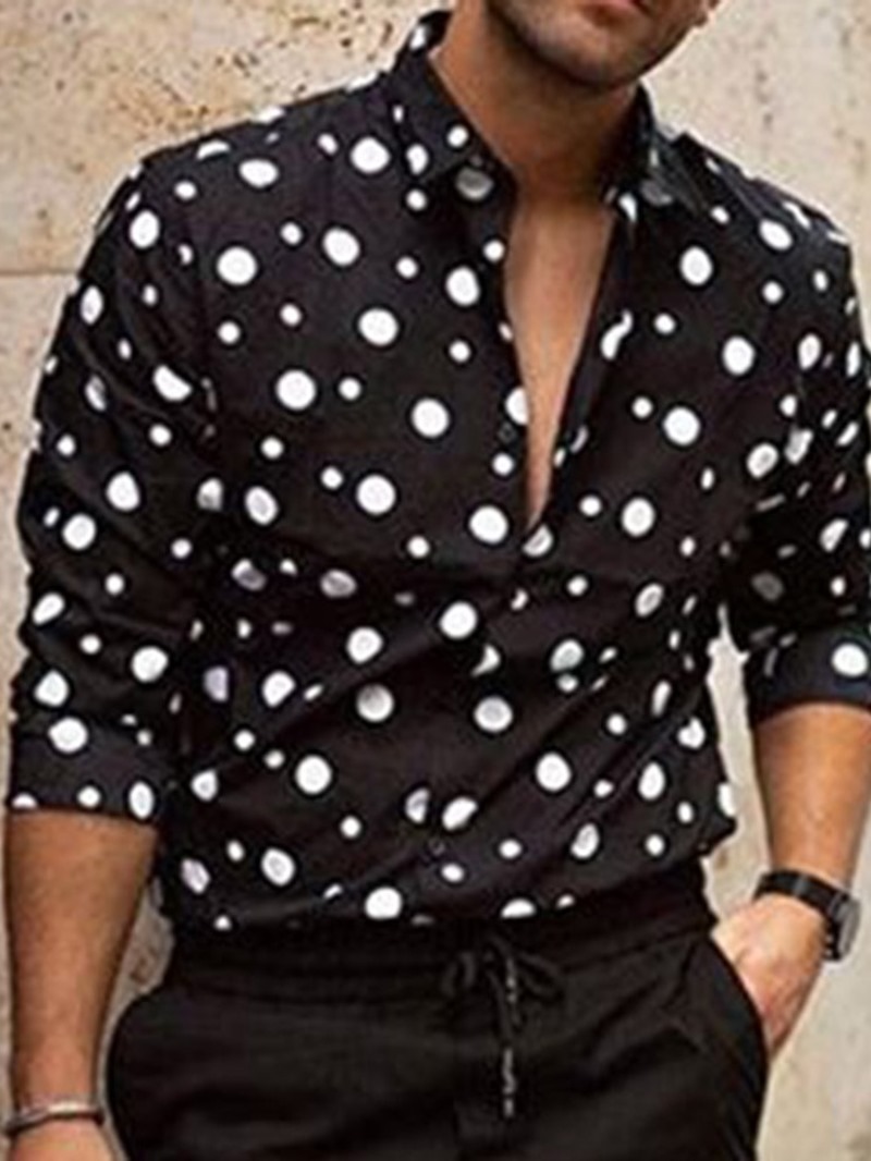 Ericdress Casual Print Polka Dots Single-Breasted Loose Men’s Shirt