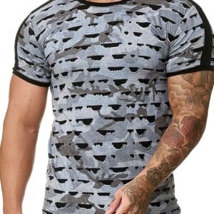 Ericdress Casual Round Neck Color Block Mens T-shirt