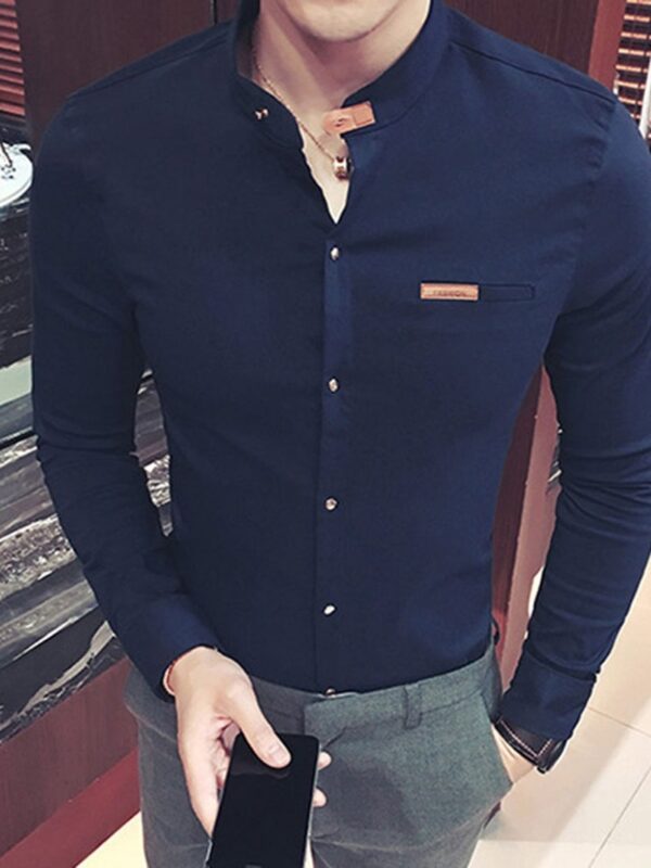 Ericdress Casual Stand Collar Button Men's Shirt