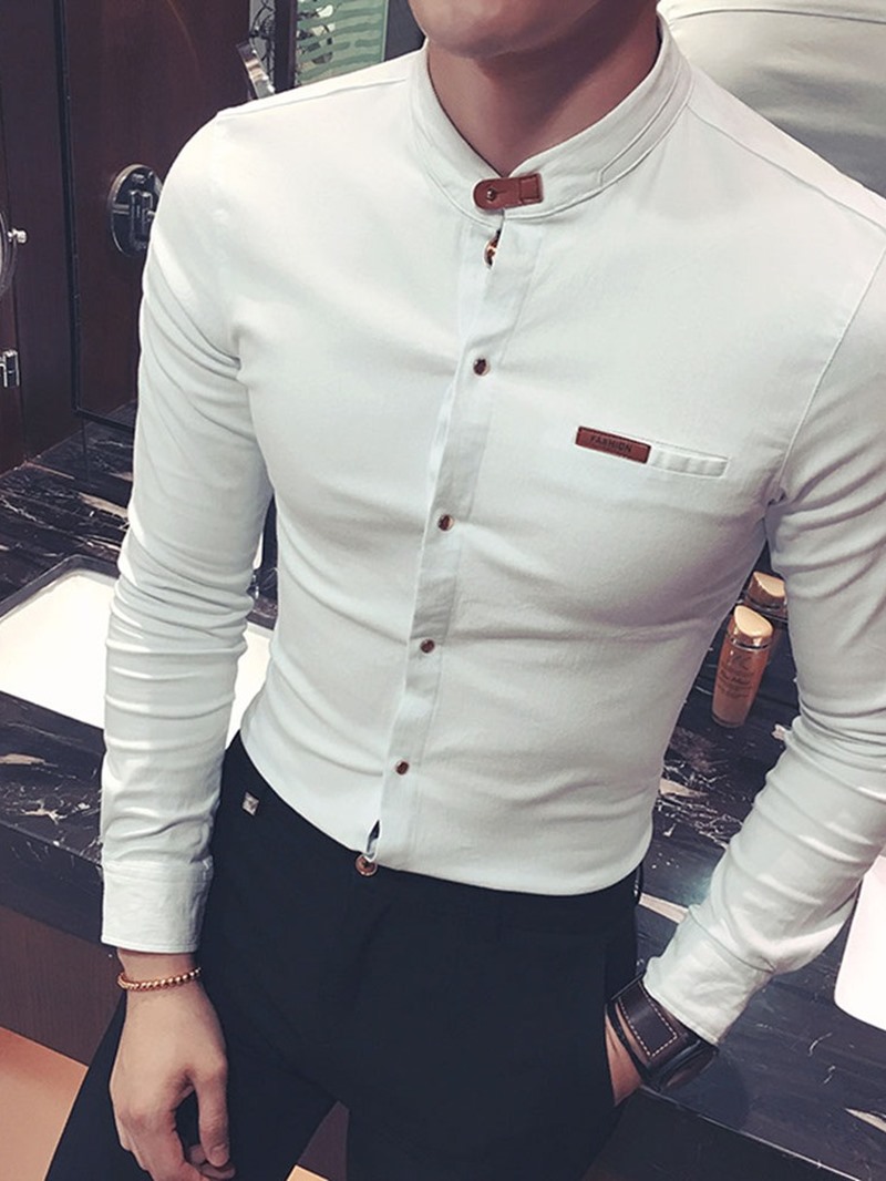 Ericdress Casual Stand Collar Button Men's Shirt