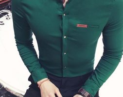 Ericdress Casual Stand Collar Button Men’s Shirt