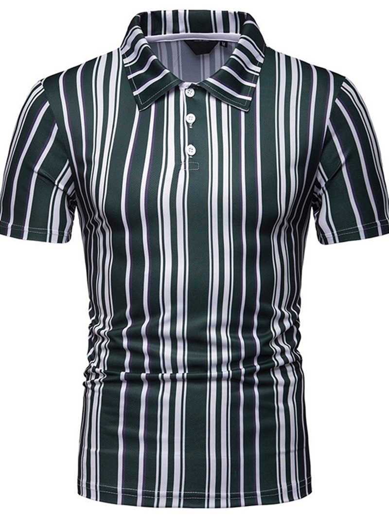 Ericdress Casual Stripe Mens Polo Shirt