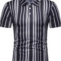 Ericdress Casual Stripe Mens Polo Shirt