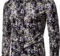 Ericdress Color Block Casual Button Print Men’s Shirt