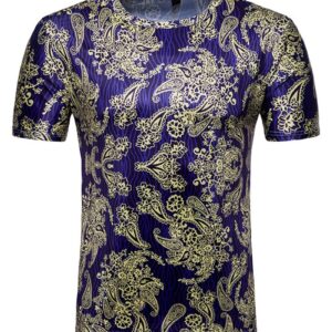 Ericdress Color Block Casual Print Straight Mens T-shirt