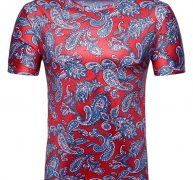 Ericdress Color Block Casual Print Straight Mens T-shirt