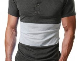 Ericdress Color Block Casual Round Neck Loose Mens T-shirt