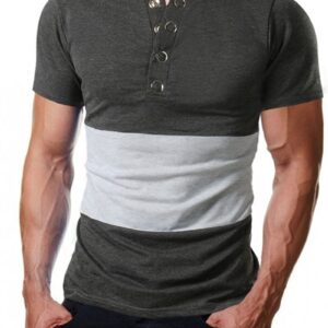 Ericdress Color Block Casual Round Neck Loose Mens T-shirt