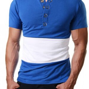 Ericdress Color Block Casual Round Neck Loose Mens T-shirt