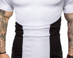 Ericdress Color Block Casual Round Neck Mens T-shirt