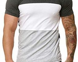 Ericdress Color Block Casual Round Neck Slim Mens T-shirt