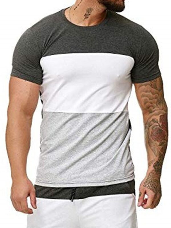 Ericdress Color Block Casual Round Neck Slim Mens T-shirt