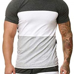 Ericdress Color Block Casual Round Neck Slim Mens T-shirt