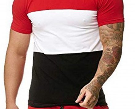 Ericdress Color Block Casual Round Neck Slim Mens T-shirt