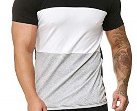 Ericdress Color Block Casual Round Neck Slim Mens T-shirt
