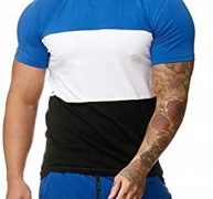 Ericdress Color Block Casual Round Neck Slim Mens T-shirt