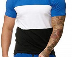 Ericdress Color Block Casual Round Neck Slim Mens T-shirt