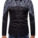 Ericdress Color Block England Print Single-Breasted Slim Men’s Shirt