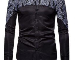 Ericdress Color Block England Print Single-Breasted Slim Men’s Shirt