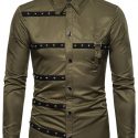 Ericdress Color Block European Lapel Single-Breasted Men’s Shirt