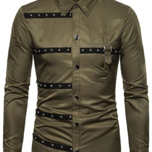 Ericdress Color Block European Lapel Single-Breasted Men's Shirt