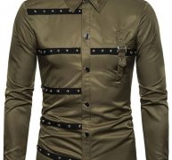 Ericdress Color Block European Lapel Single-Breasted Men’s Shirt