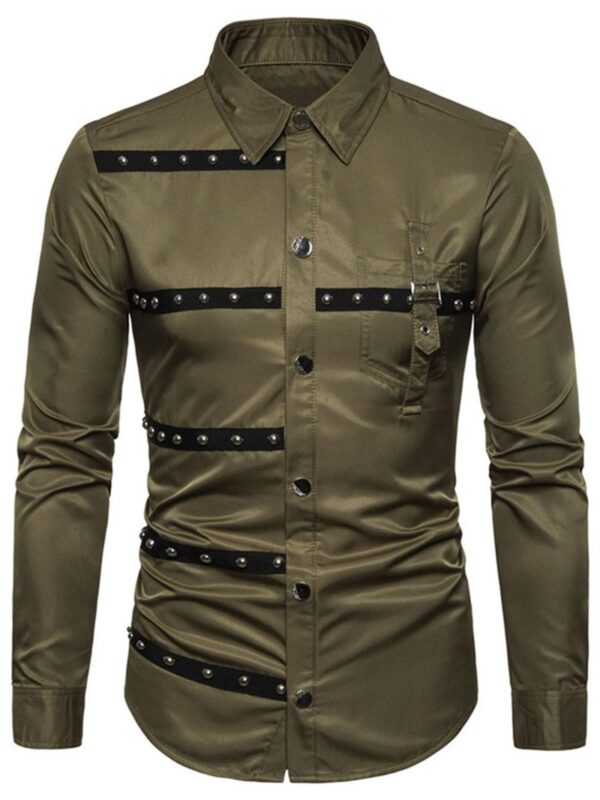 Ericdress Color Block European Lapel Single-Breasted Men's Shirt