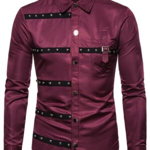 Ericdress Color Block European Lapel Single-Breasted Men's Shirt