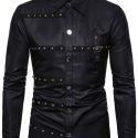 Ericdress Color Block European Lapel Single-Breasted Men’s Shirt