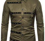 Ericdress Color Block European Lapel Single-Breasted Men’s Shirt