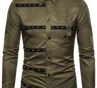 Ericdress Color Block European Lapel Single-Breasted Men’s Shirt