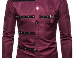 Ericdress Color Block European Lapel Single-Breasted Men’s Shirt
