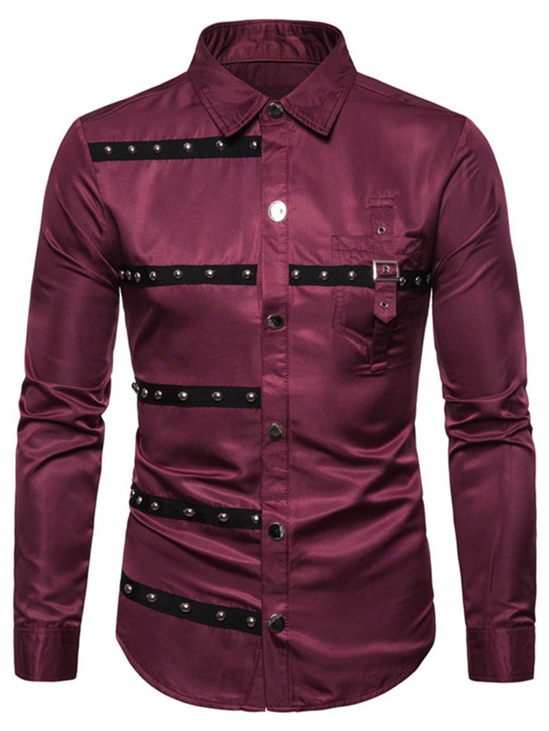 Ericdress Color Block European Lapel Single-Breasted Men's Shirt