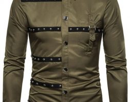 Ericdress Color Block European Lapel Single-Breasted Men’s Shirt